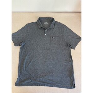 Vineyard Vines Mens Edgartown Polo Shirt Gray Heather Stripe Pima Cotton Large